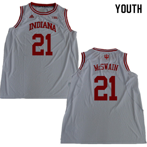 Youth #21 Freddie McSwain Indiana Hoosiers College Basketball Jerseys Sale-White